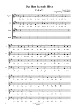 Der Herr ist mein Hirte - Psalm 23 - für gem. Chor SATB a cappella