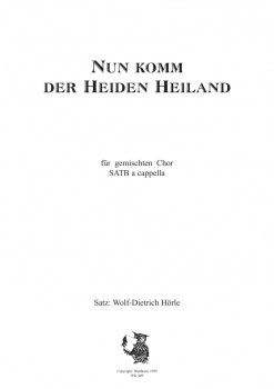 Nun komm der Heiden Heiland für Chor SATB a cappella