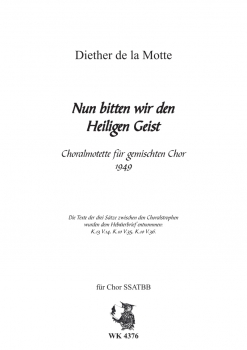 Nun bitten wir den Heiligen Geist - Choralmotette für gemischten Chor