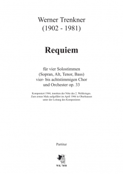 Requiem op. 33 für 4 Solisten, Chor und Orchester