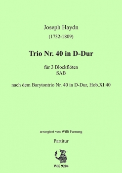 Haydn, Joseph - Trio Nr. 40 in D-Dur  für 3 Blockflöten (SAB)