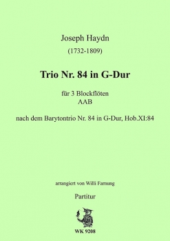 Haydn, Joseph - Trio Nr. 84 in G-Dur  für 3 Blockflöten (AAB)