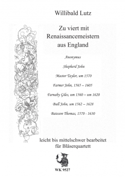 Zu viert mit Renaissancemeistern aus England - für Bläser-Quartett