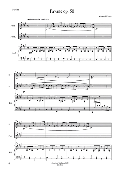 Fauré, Gabriel - Pavane op. 50 - für 2 Flöten und Harfe