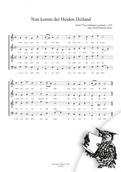 Nun komm der Heiden Heiland für Chor SATB a cappella