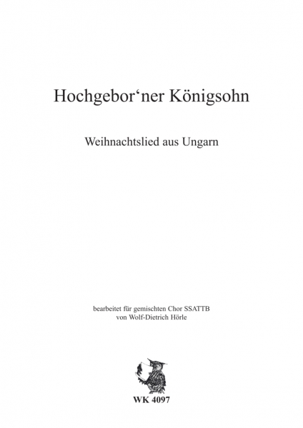 Hochgeborner Königssohn - für gem. Chor SATB a cappella