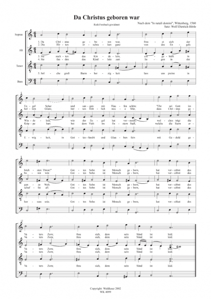 Da Christus geboren war - für gem. Chor SATB a cappella