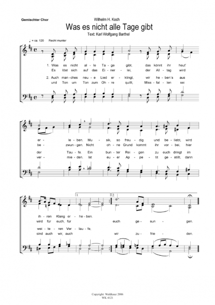 Was es nicht alle Tage gibt - für Chor SATB a cappella