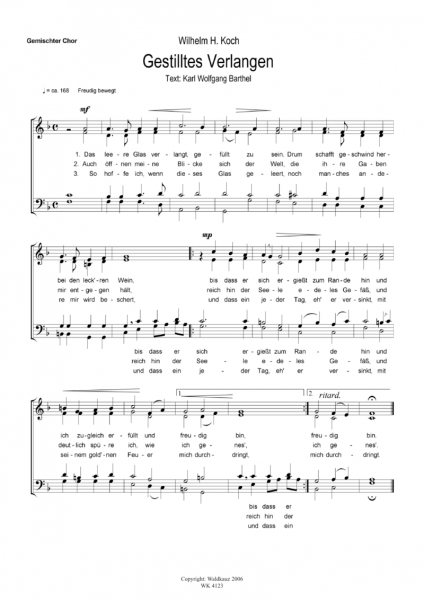 Gestilltes Verlangen - für Chor SATB a cappella