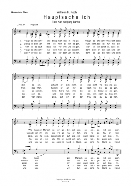 Hauptsache Ich - für Chor SATB a cappella