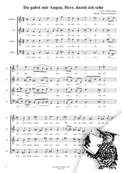 Du gabst mir Augen, Herr, damit ich sehe - für Chor SATB a cappella