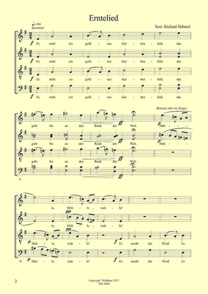 Erntelied - für Chor SATB