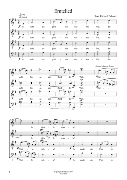 Erntelied - für Chor SATB