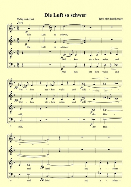 Die Luft so schwer - für Chor SATB