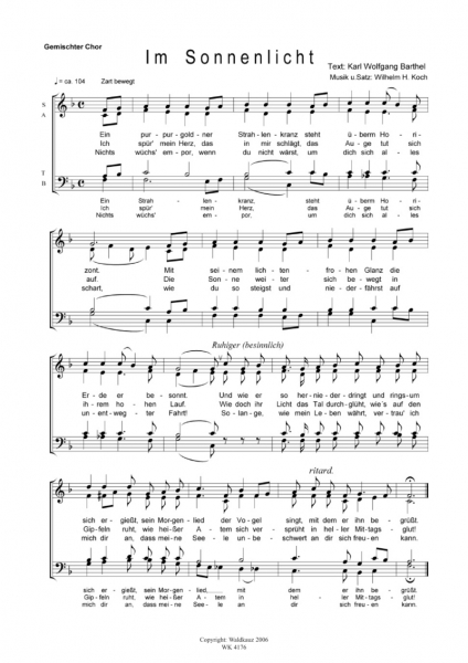 Im Sonnenlicht - für Chor SATB a cappella