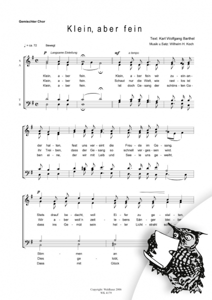 Klein, aber fein - für Chor SATB a cappella