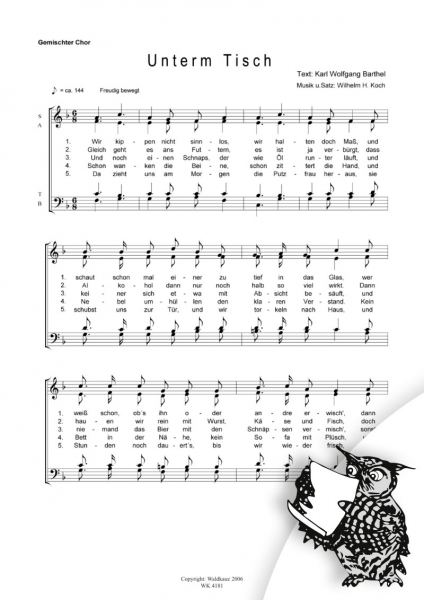 Unterm Tisch - für Chor SATB a cappella