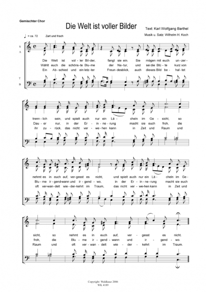 Die Welt ist voller Bilder - für Chor SATB a cappella