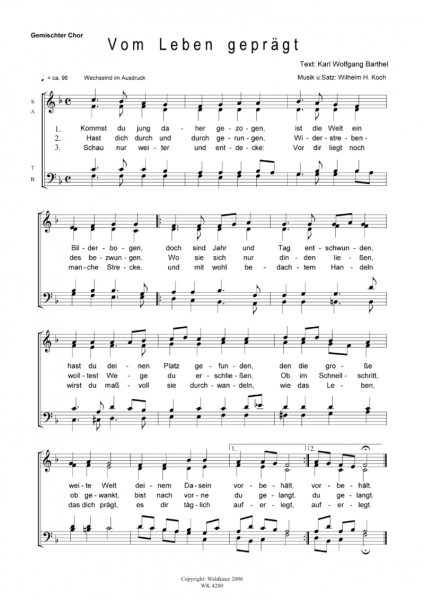 Vom Leben geprägt - für Chor SATB a cappella