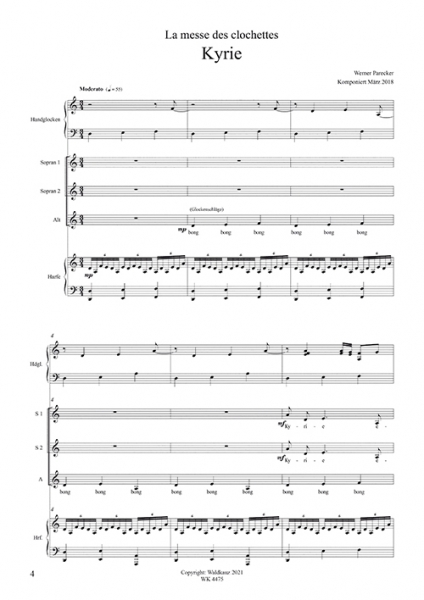 Messe des clochettes - für gem. Chor, Harfe und Handglocken