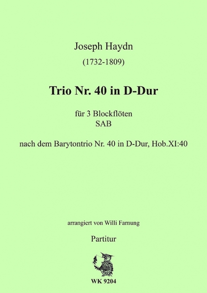 Haydn, Joseph - Trio Nr. 40 in D-Dur  für 3 Blockflöten (SAB)